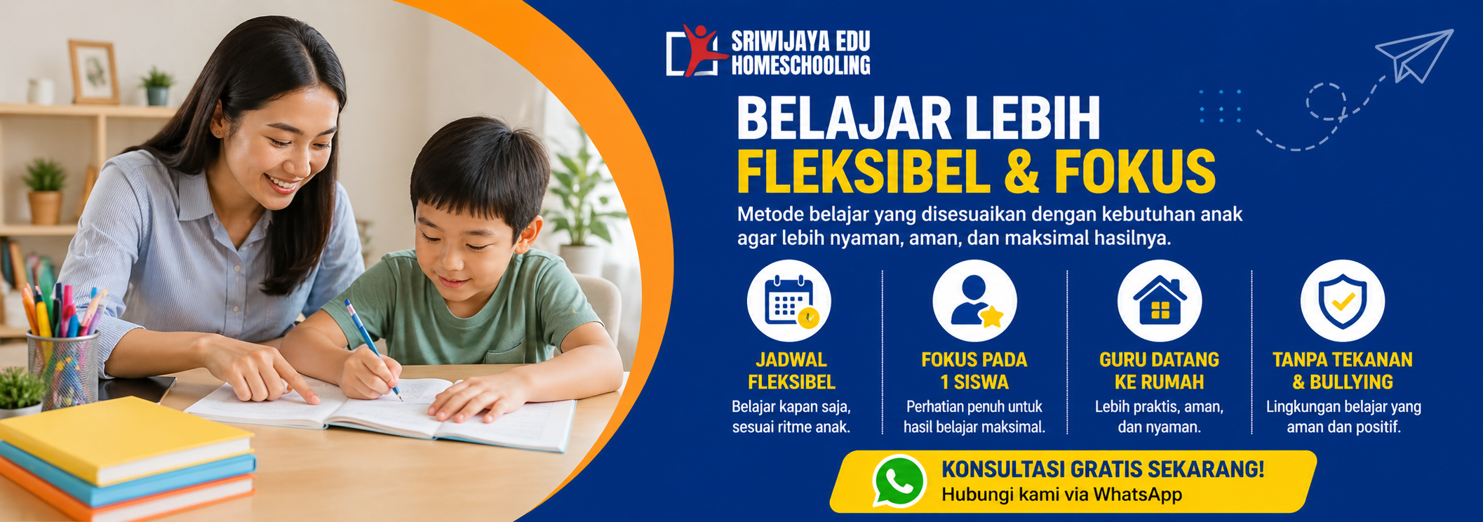Belajar fleksibel homeschooling Balikpapan fokus satu siswa